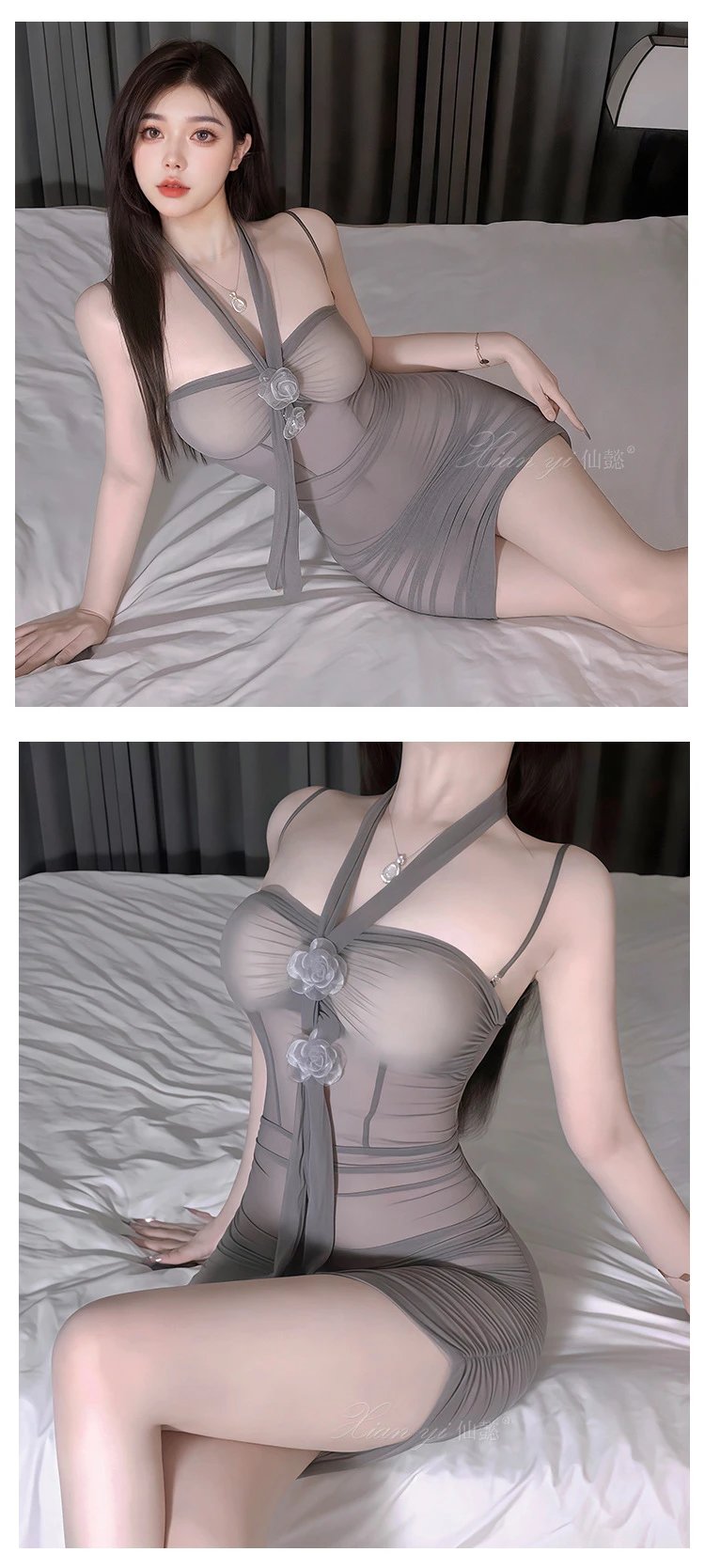 Design Pure Desire Sheer Bodycon Dress Gray - 14