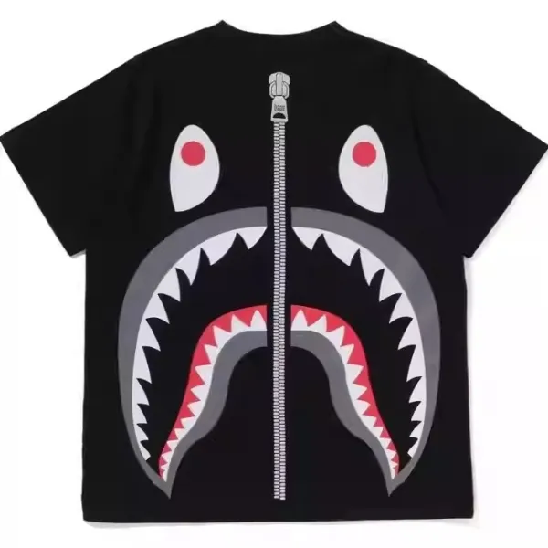 A Bathing Ape Shark Zip-Up T-Shirt Black - 1