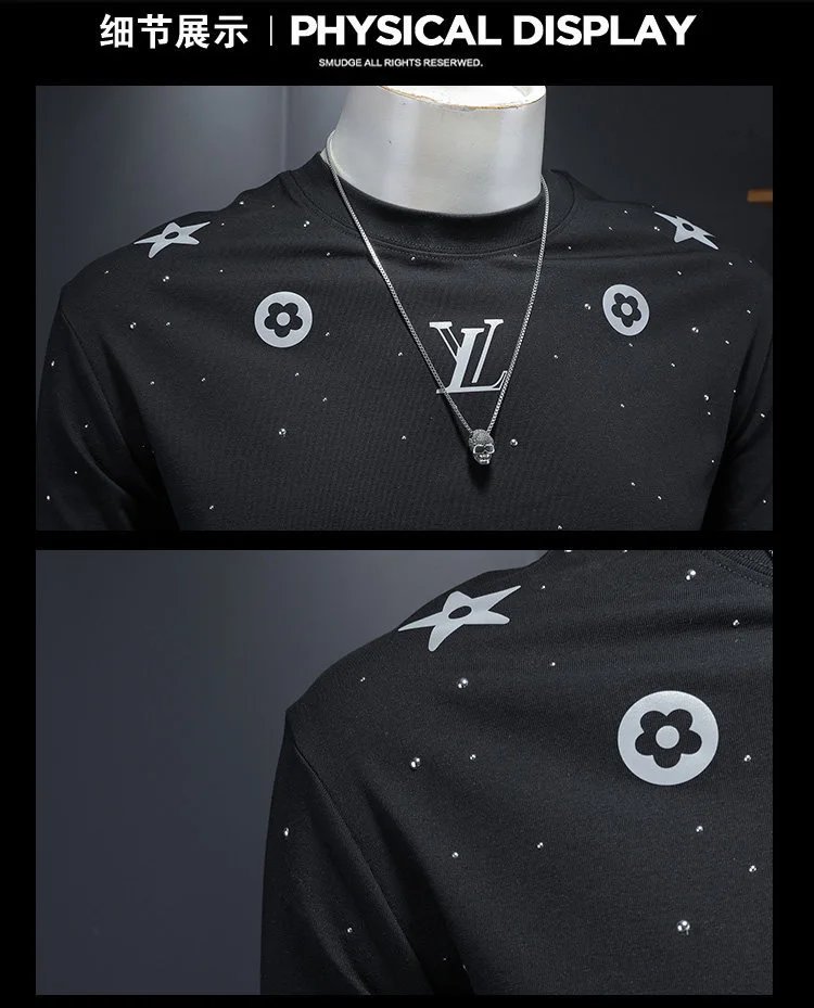 Design Embellished Star and Floral Graphic T-Shirt White - 18