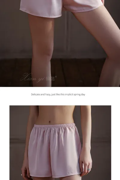 Design Silk-Like Lounge Shorts Black Sleepwear - 9
