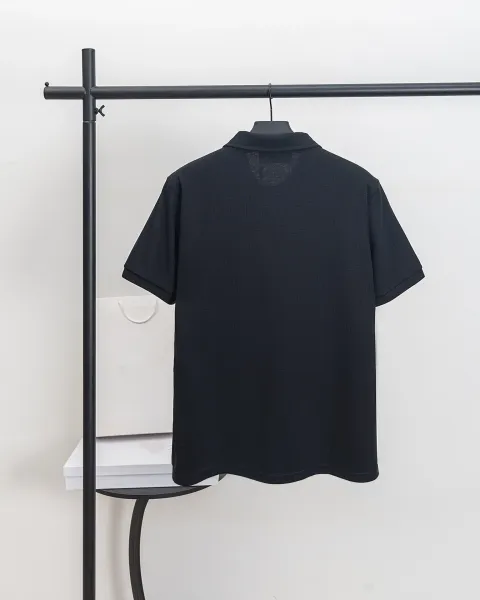 Prada Triangle Logo Piqué Polo Black Polo Shirt - 17
