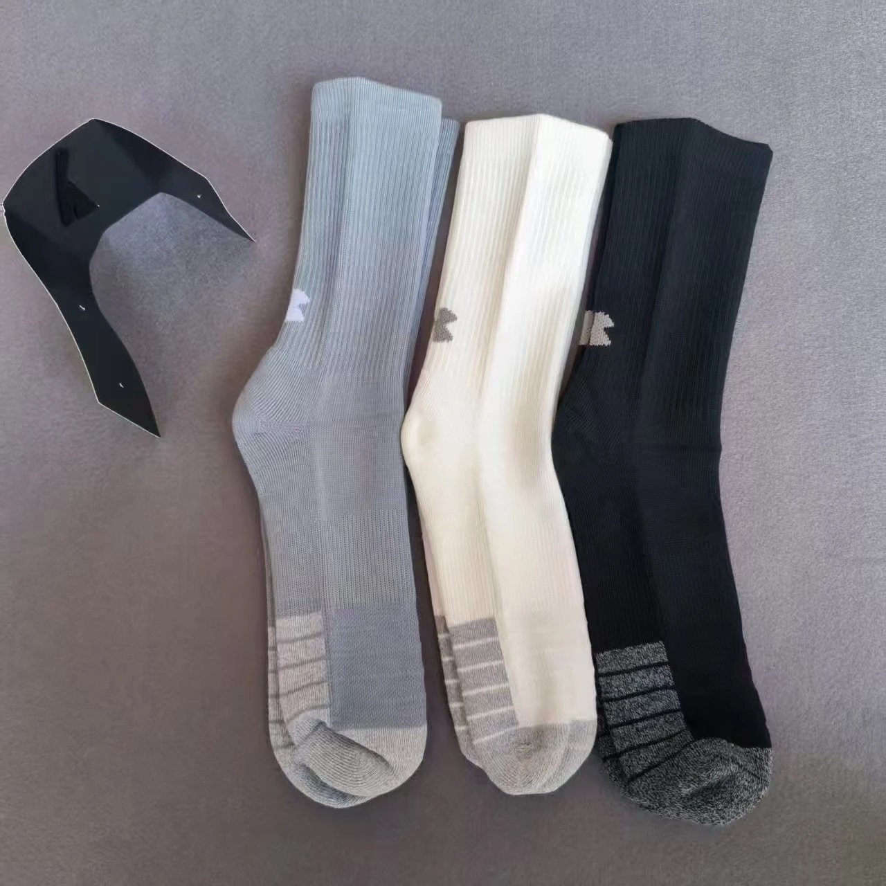 Under Armour Performance Crew Socks Gray White Black - 1