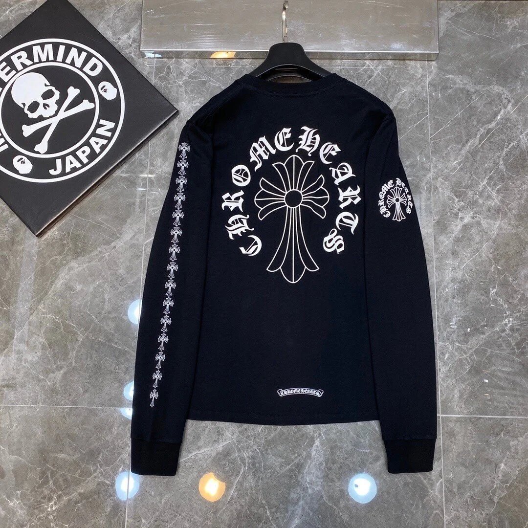 Chrome Hearts Cross Embroidery Long Sleeve Tee Black T-Shirts - 19