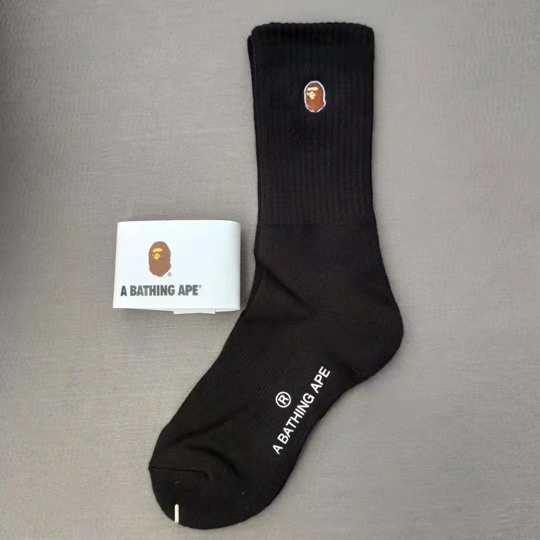 A Bathing Ape Classic Ape Head Embroidered Socks White - 11