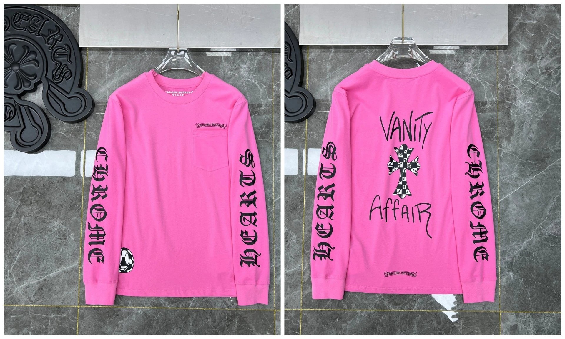 Chrome Hearts Cross Embroidery Long Sleeve Tee Black T-Shirts - 21