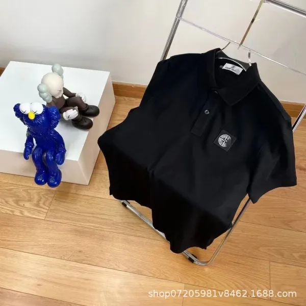 Stone Island Black Patch Polo Shirt - 3