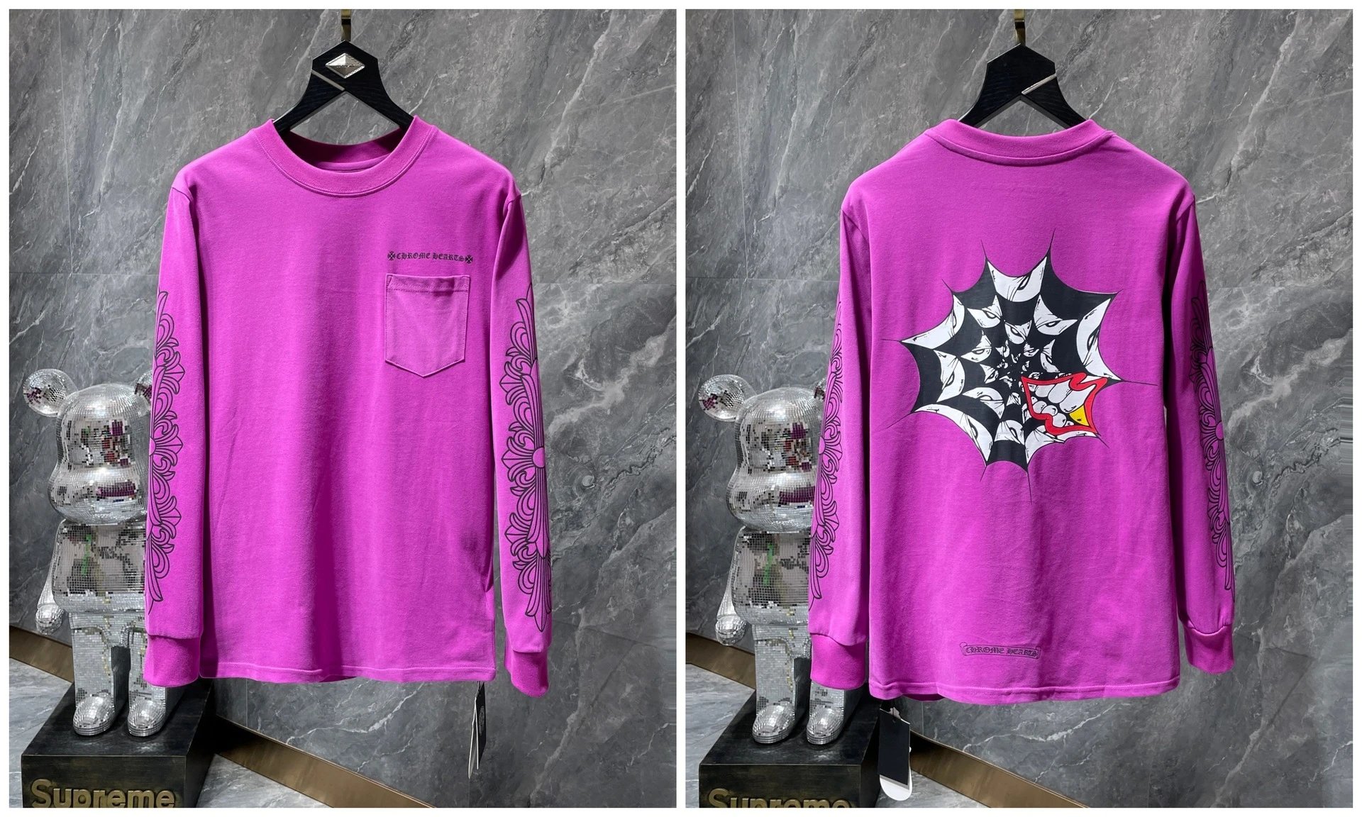 Chrome Hearts Cross Embroidery Long Sleeve Tee Black T-Shirts - 26