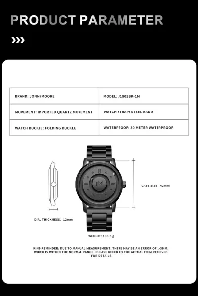 Design JM K1 (158) Black Quartz Watch Watches - 9