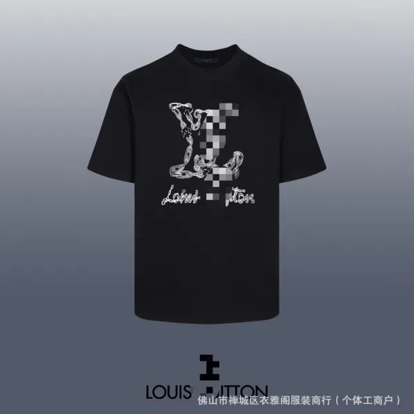 Louis Vuitton Pixelated Monogram Graphic T-Shirt Black - 1
