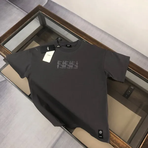 Fendi Pixelated FF Logo Gray T-Shirt - 1