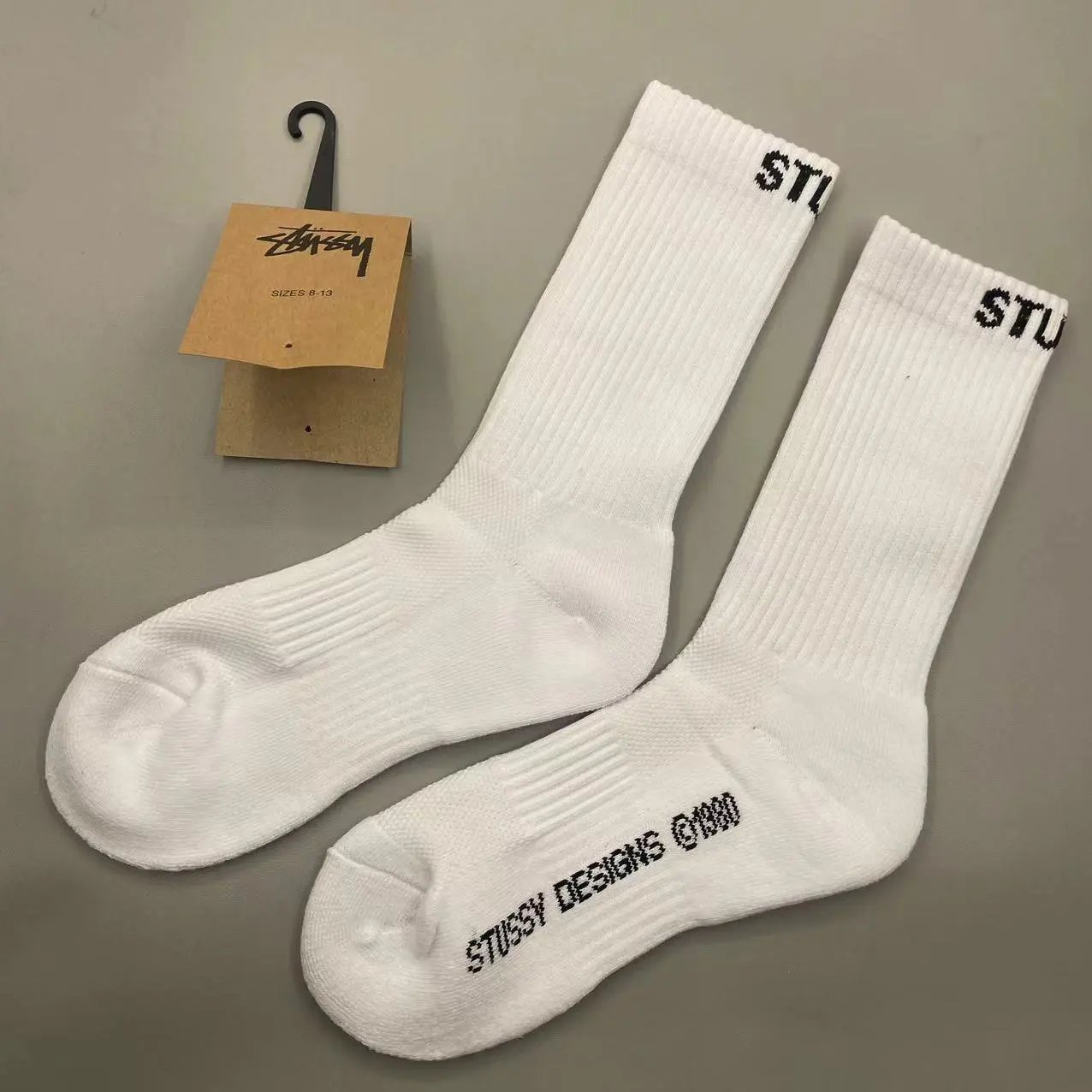 Stussy Designs Logo Crew Socks White - 1