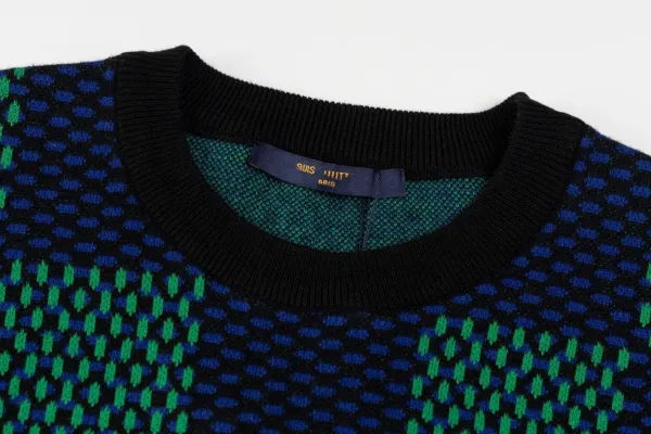Off-White Checker Knit T-Shirt Navy Green - 13