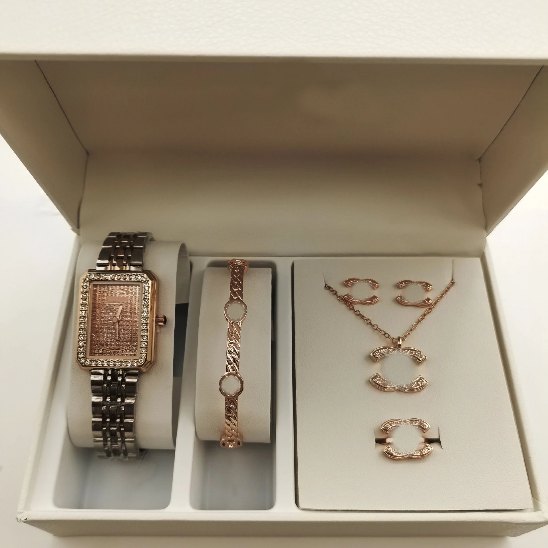 Chanel Coco Crush Set Silver-tone Crystal-Embellished Watch and Jewelry Set - 3