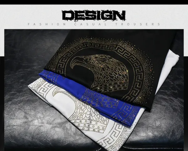 Versace Medusa Eagle Crystal Embellished Royal Blue T-Shirt - 3