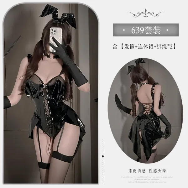 Design 639 Bunny Harness Set Black Underwear - 1
