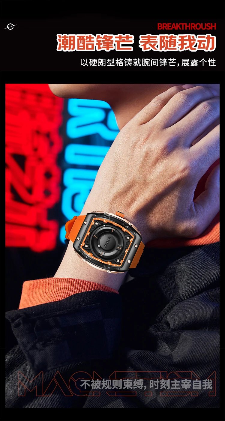 Design DOM Debo Demay Black Rose Gold Rubber Strap Watch Watches - 6