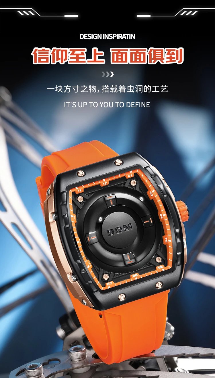 Design DOM Debo Demay Black Rose Gold Rubber Strap Watch Watches - 7