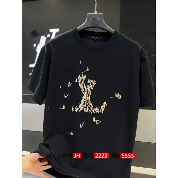 Design Bird Embroidery Graphic T-Shirt Black - 1
