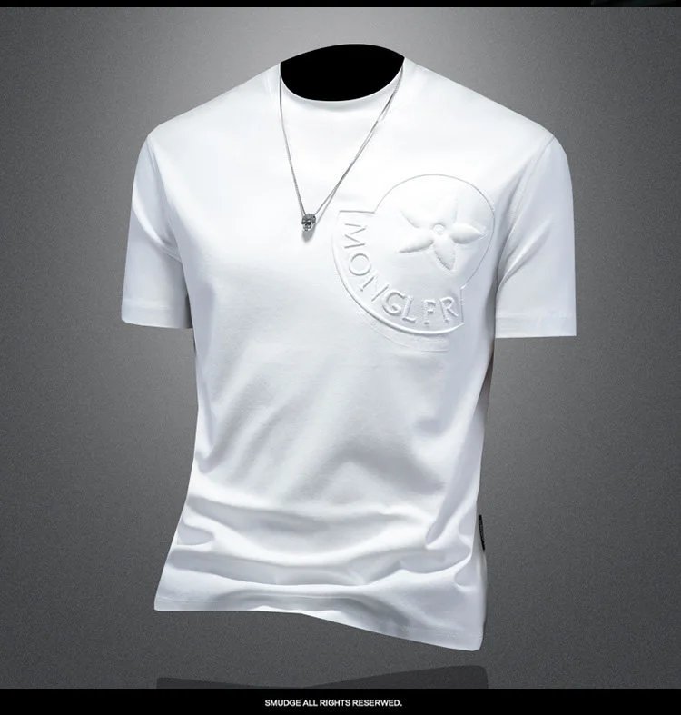 Moncler Logo Embossed White T-Shirt - 10