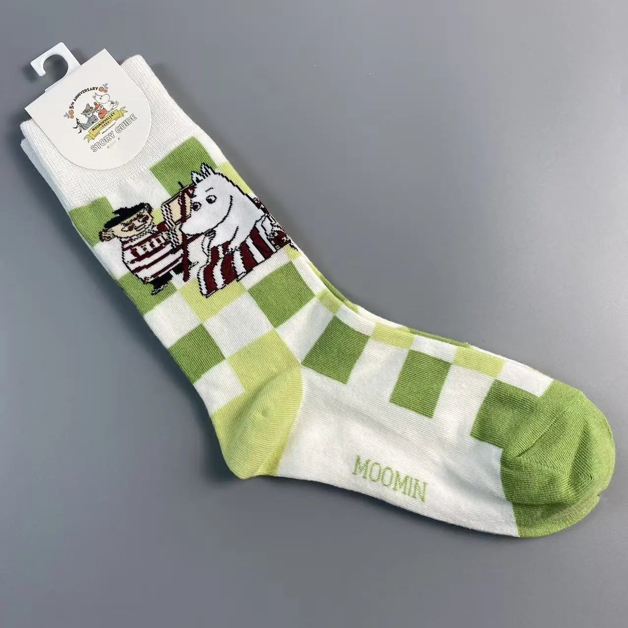 Design Moomin x Moominvalley Story Guide Checkered Socks Green Socks - 1
