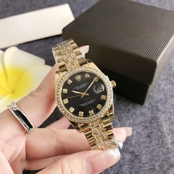 Rolex Oyster Perpetual Datejust Pink Dial Diamond Bezel Stainless Steel Watch Watches - 4