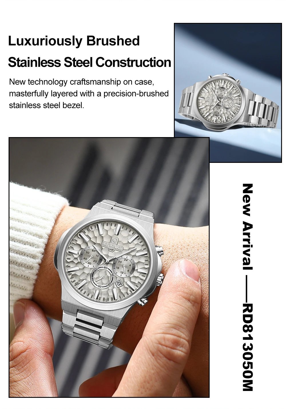 Design Reward VIP Chronograph Black Stainless Steel Watch Watches - 5