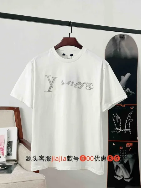 Design Y-Logo Rhinestone Embellished White T-Shirt - 1