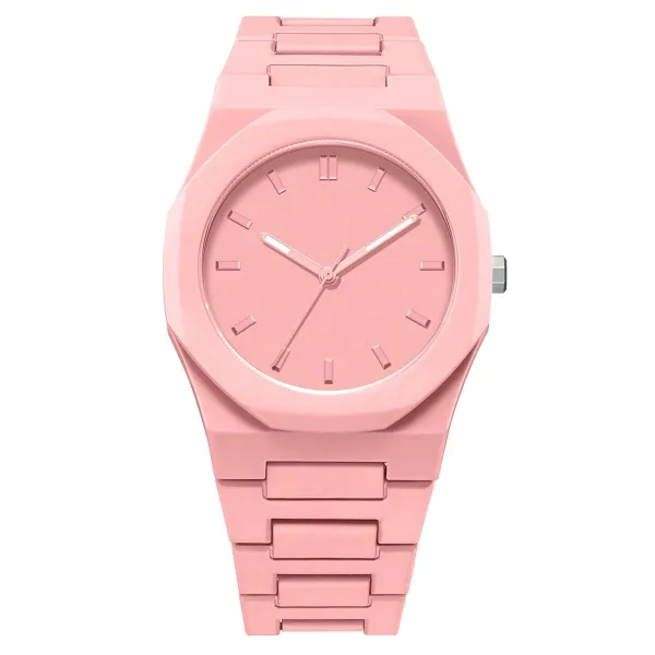 Design Octagonal Minimalist Pink Quartz Watch Watches - 1
