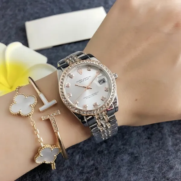 Rolex Oyster Perpetual Datejust Pink Dial Diamond Bezel Stainless Steel Watch Watches - 13