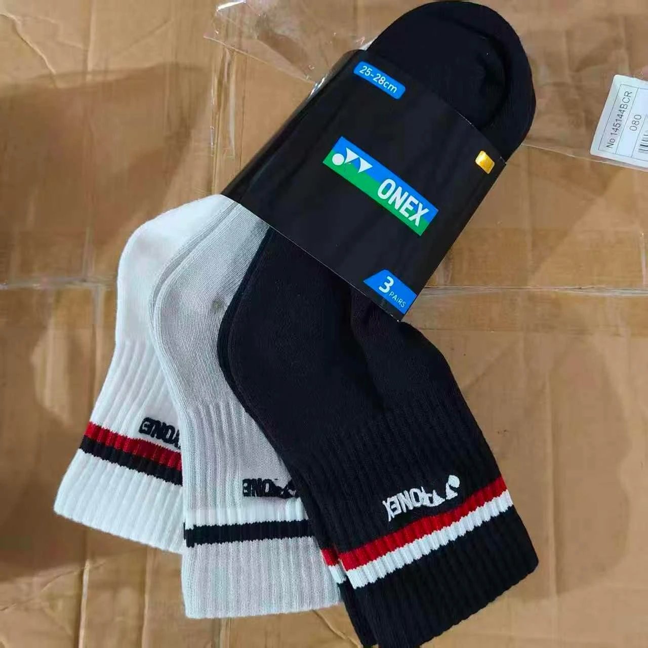 Design Yonex Sport Socks Three-Pack White Beige Black Socks - 2