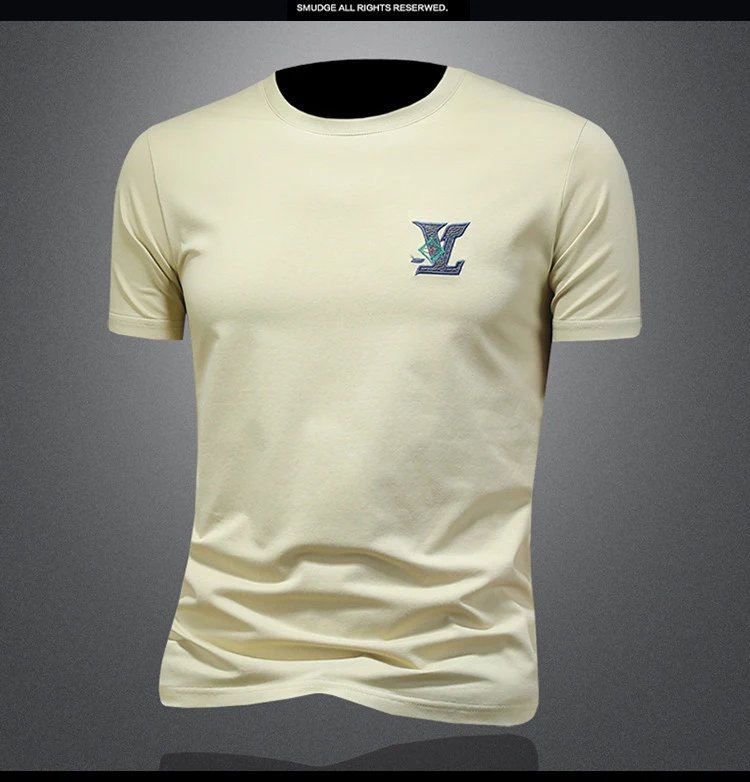 Design Embroidered Logo Beige T-Shirt - 13