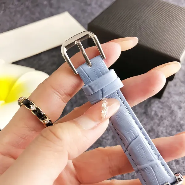 Design Quartz Watch with Crystal Bezel and Gray Leather Strap Watches - 13