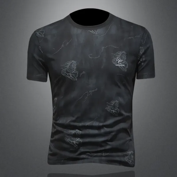 Design Userhause Horse Print Black T-Shirt Tops.t Shirts - 1