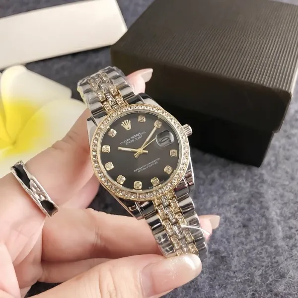 Rolex Oyster Perpetual Datejust Pink Dial Diamond Bezel Stainless Steel Watch Watches - 10