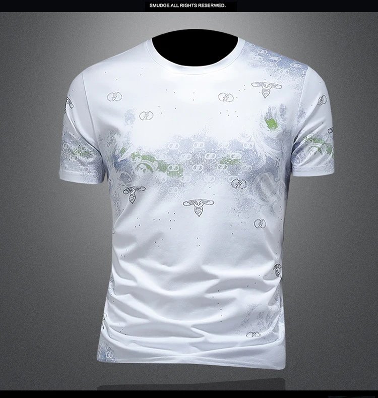 Design Abstract Print White T-Shirt - 9