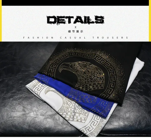 Versace Medusa Eagle Crystal Embellished Royal Blue T-Shirt - 13