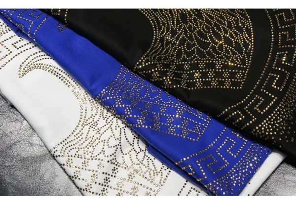 Versace Medusa Eagle Crystal Embellished Royal Blue T-Shirt - 14