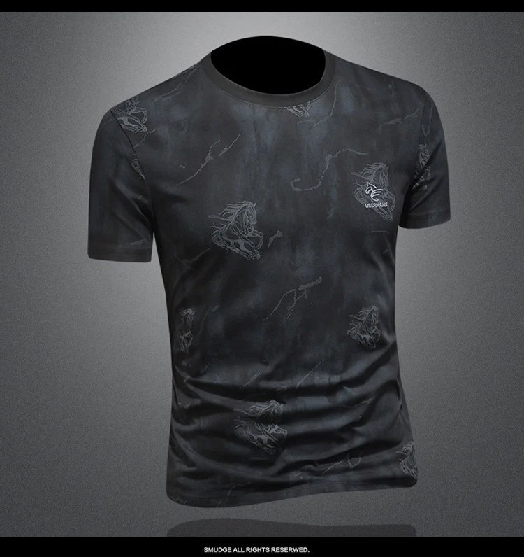 Design Marble Print Embossed T-Shirt White - 6