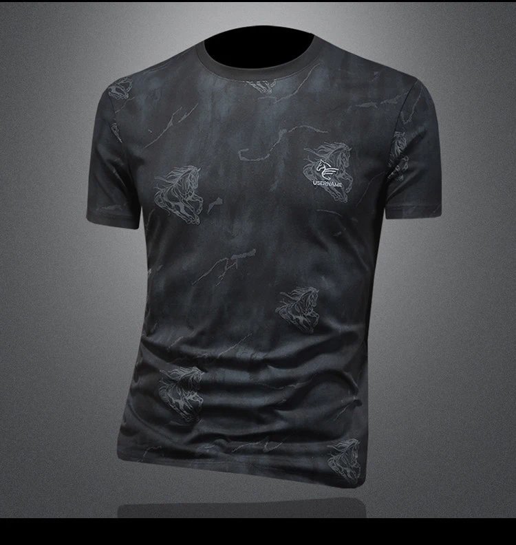 Design Marble Print Embossed T-Shirt White - 7