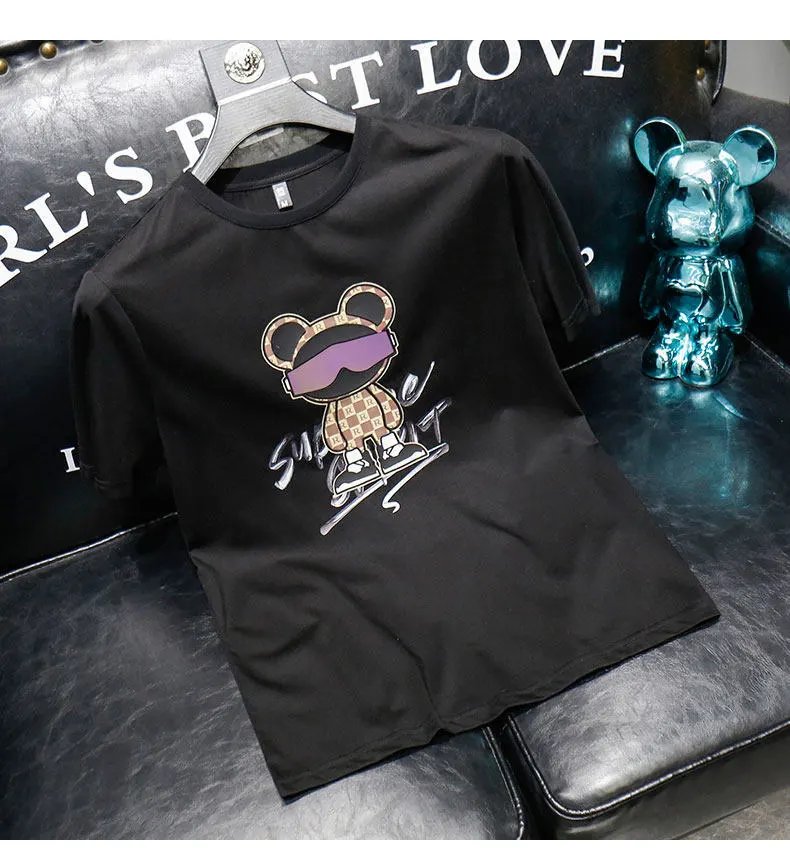 Design Bear Graphic Print Black T-Shirt - 7