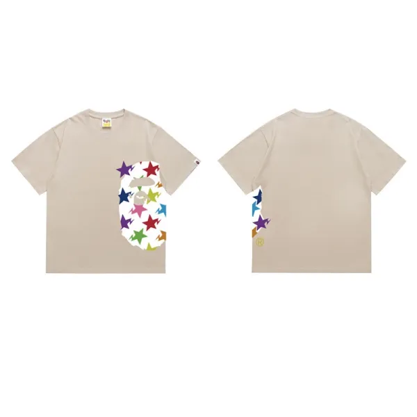 A Bathing Ape Star Camo Ape Head T-Shirt Beige - 1