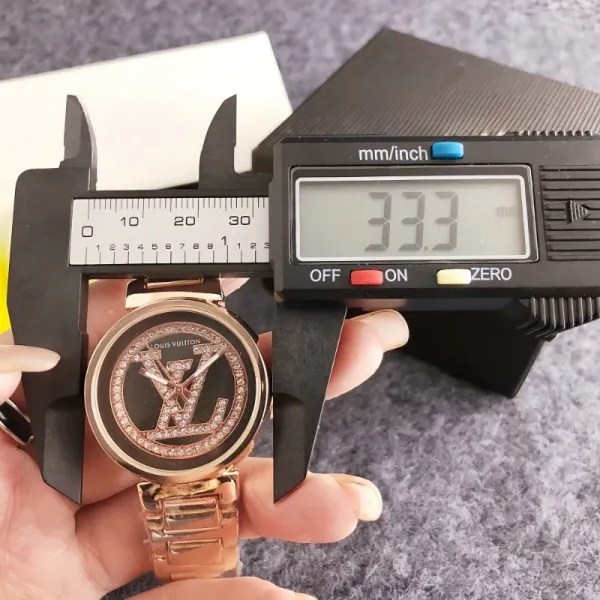 Louis Vuitton Monogram Logo Watch Gold Black Quartz Watch Watches - 11