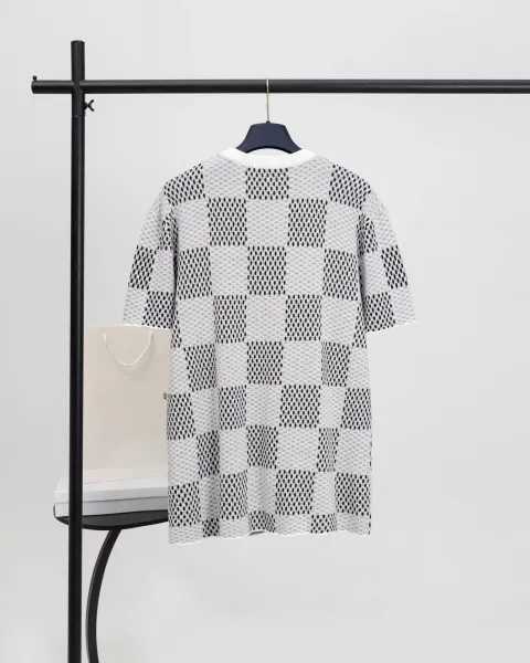 Off-White Checker Knit T-Shirt Navy Green - 11