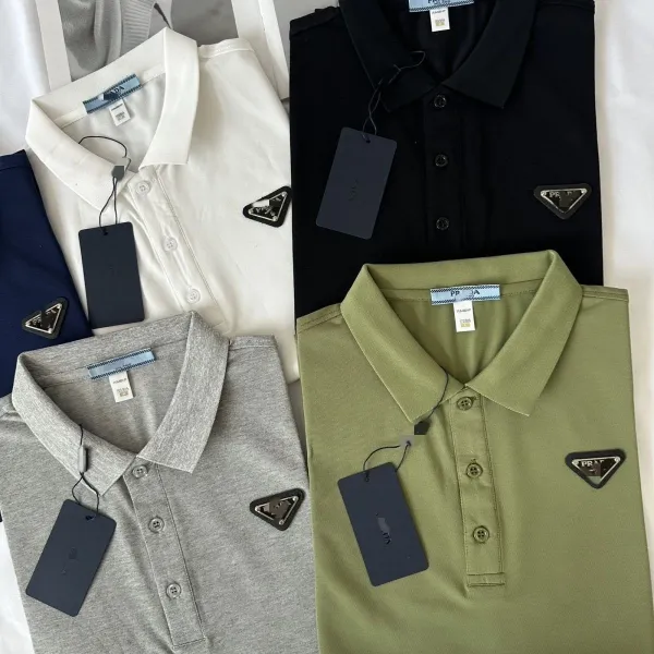 Prada Triangle Logo Polo Shirt Olive Green - 10