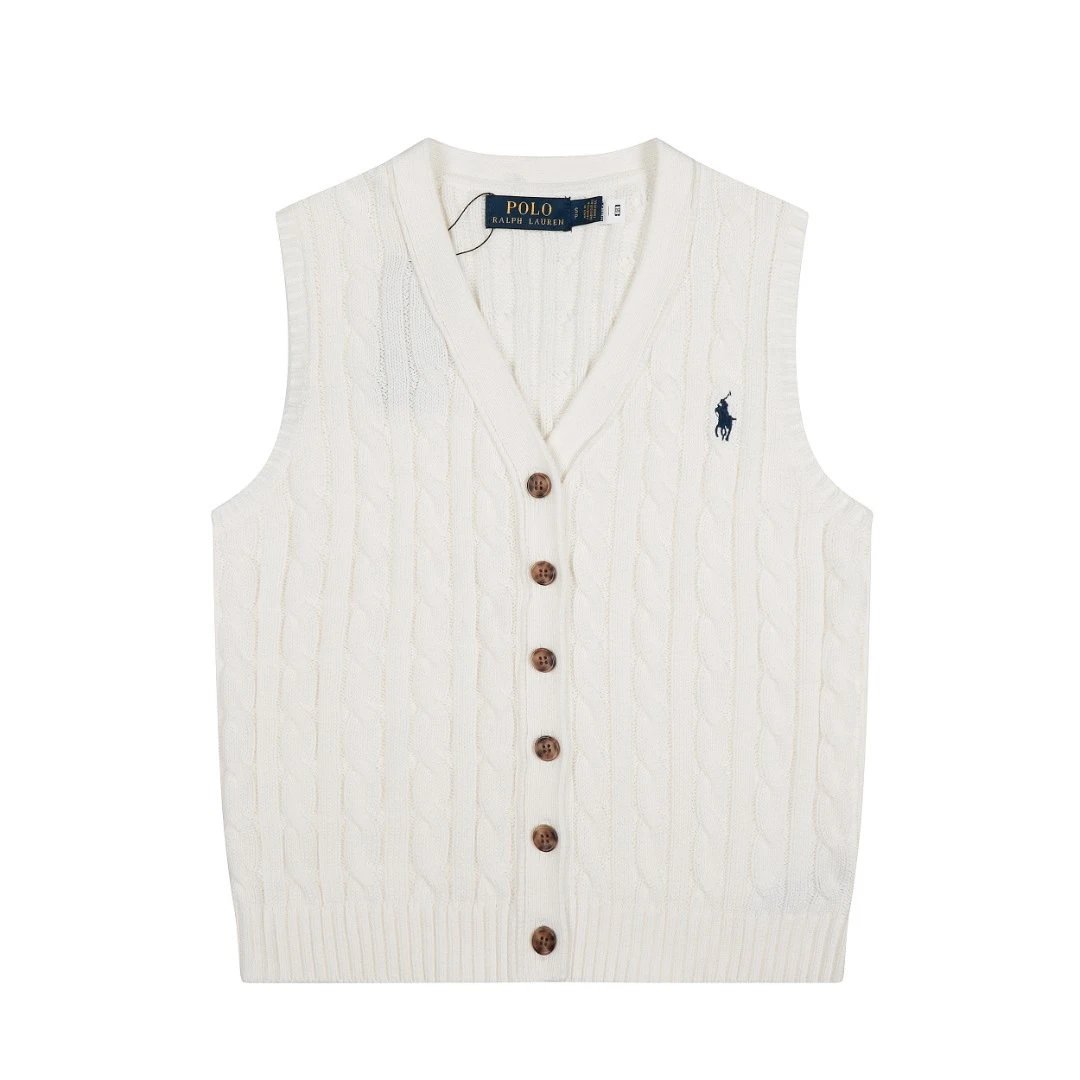 Polo Ralph Lauren Cable Knit V-Neck Vest Red - 3