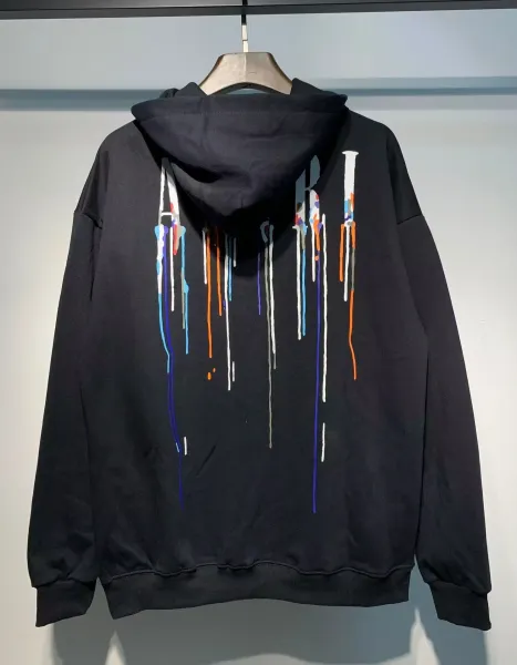 Design Dripping Paint Hoodie Black Multicolor - 1
