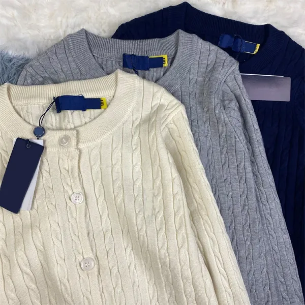 Design Navy Cable Knit Button-Front Cardigan - 3