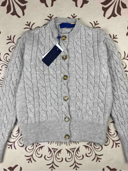Design Cable Knit Cardigan Beige Wool Blend Cardigan - 11