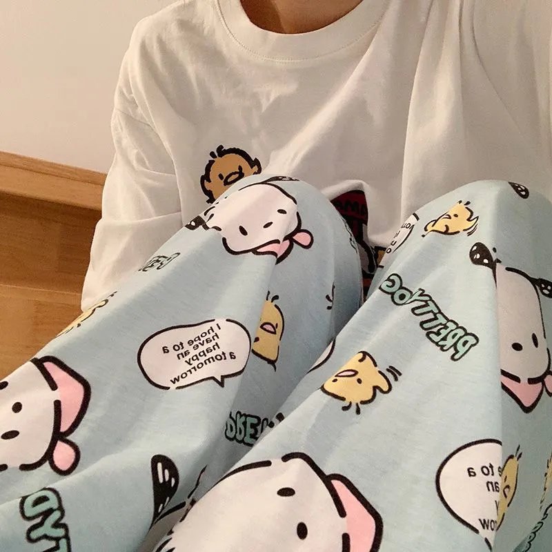 Sanrio Pompompurin & Chococat Print Lounge Set in Light Blue Sleepwear