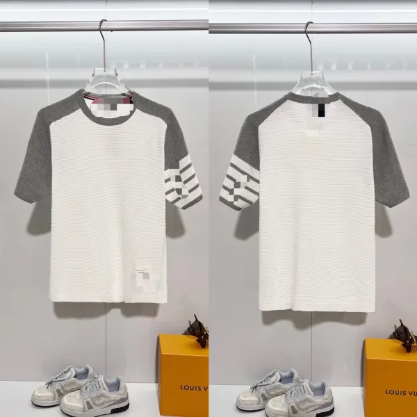 Louis Vuitton Striped Raglan Sleeve T-Shirt White / Gray - 1